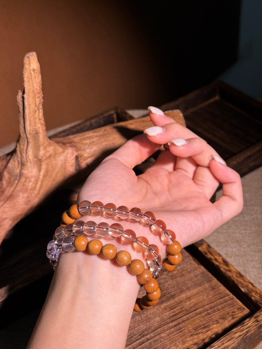 'Amy' wood crystal bracelet