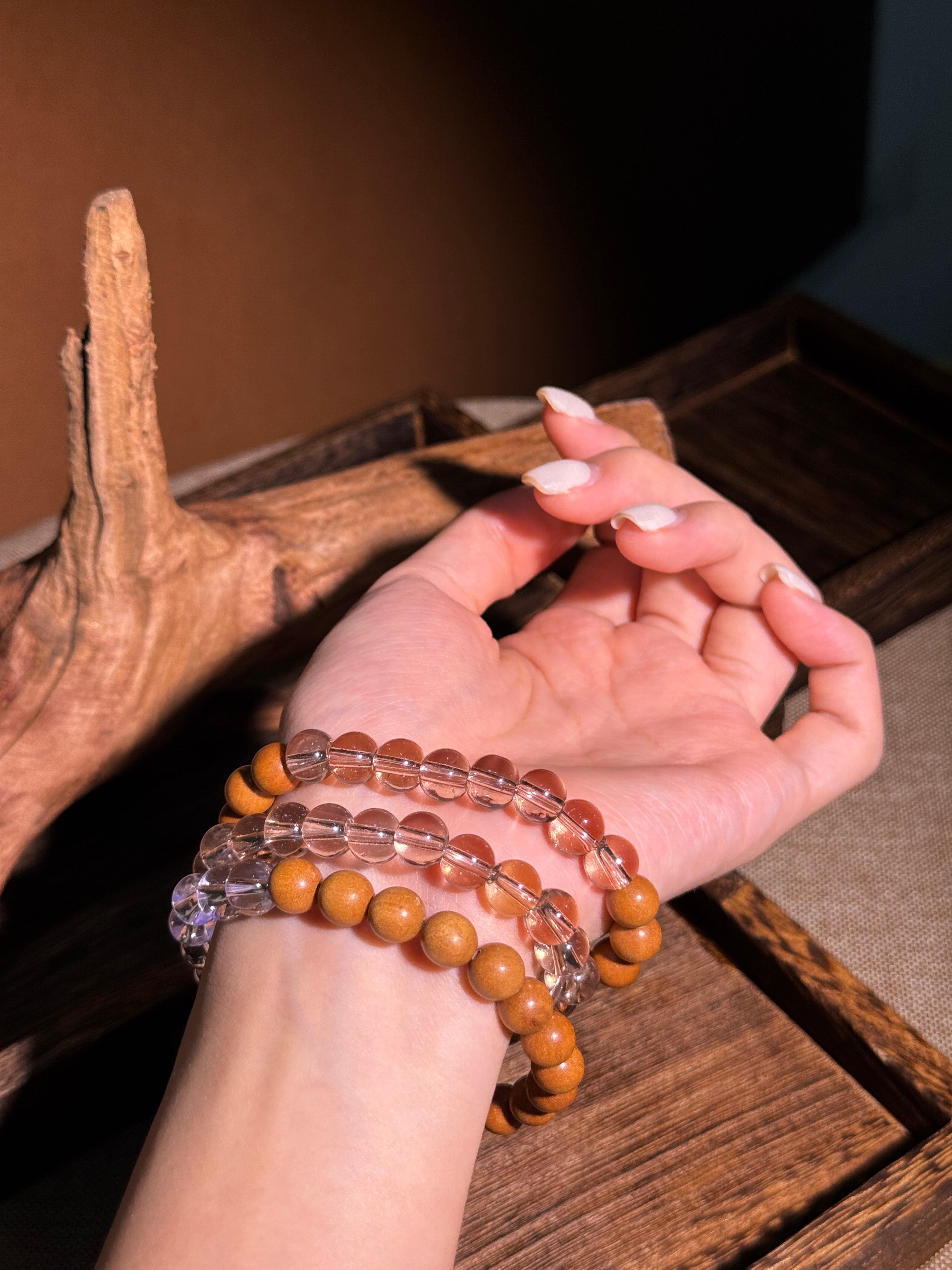 'Amy' wood crystal bracelet