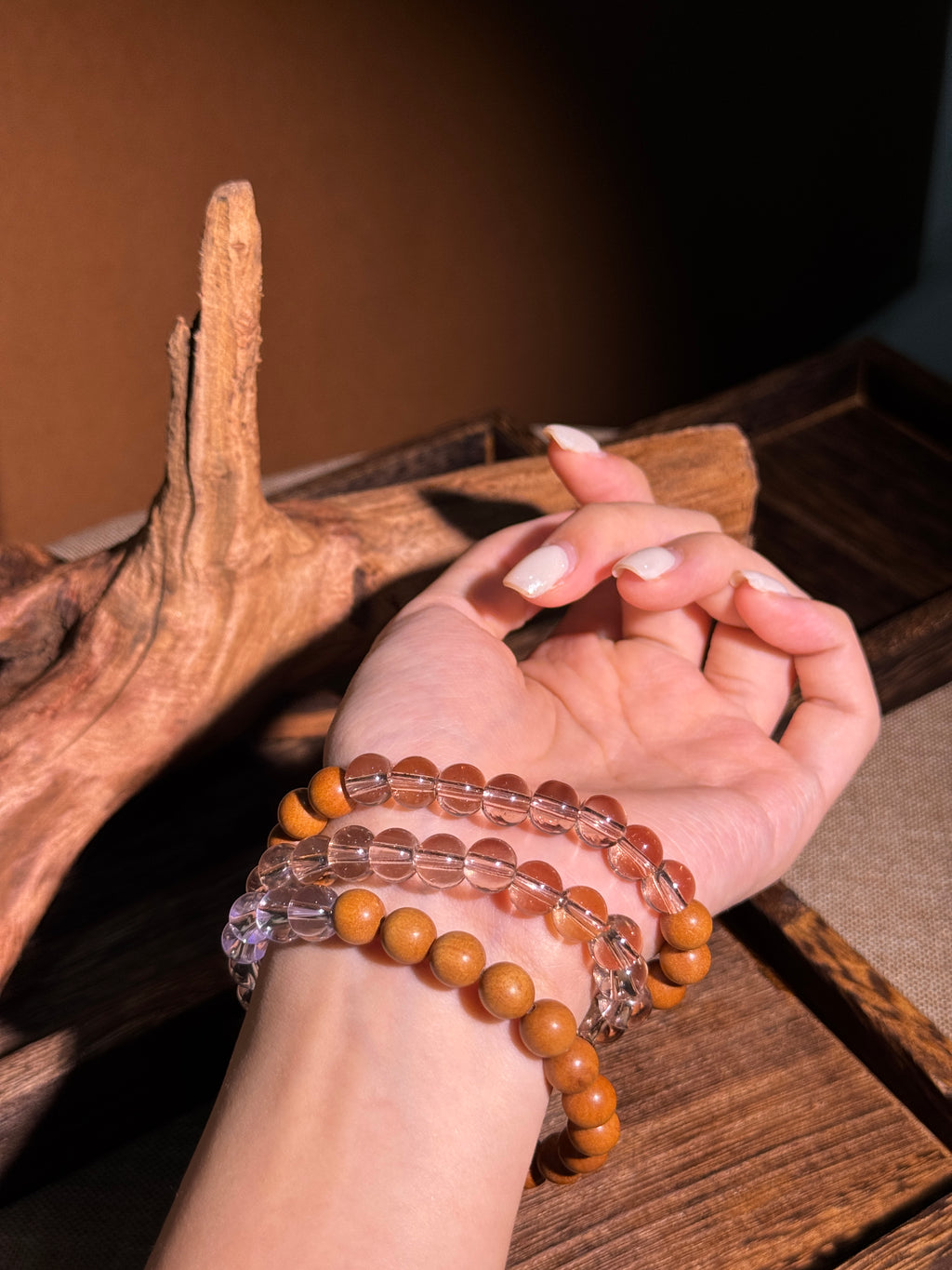 'Anna' wood crystal bracelet