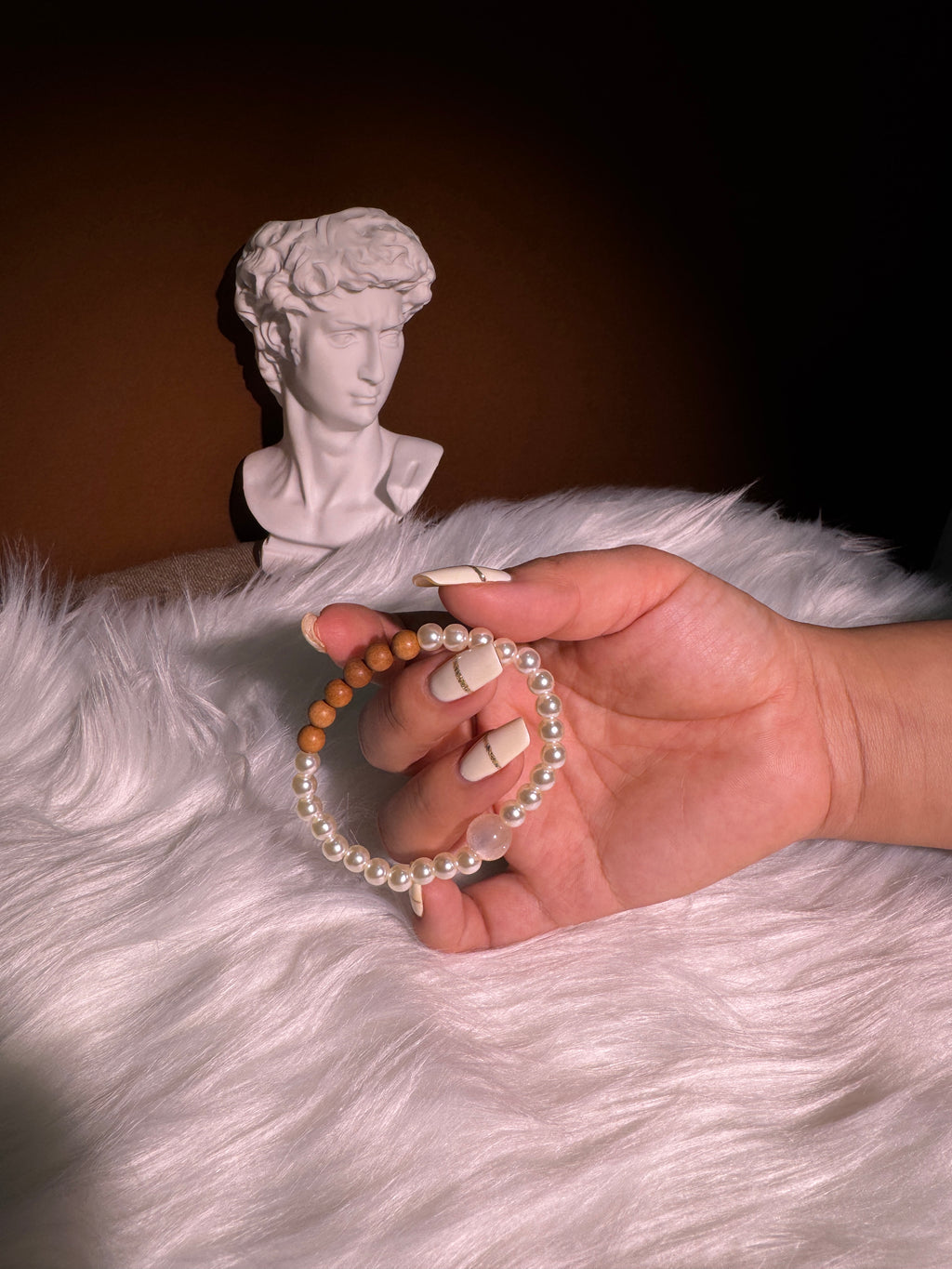 'Ally' wood pearl bracelet